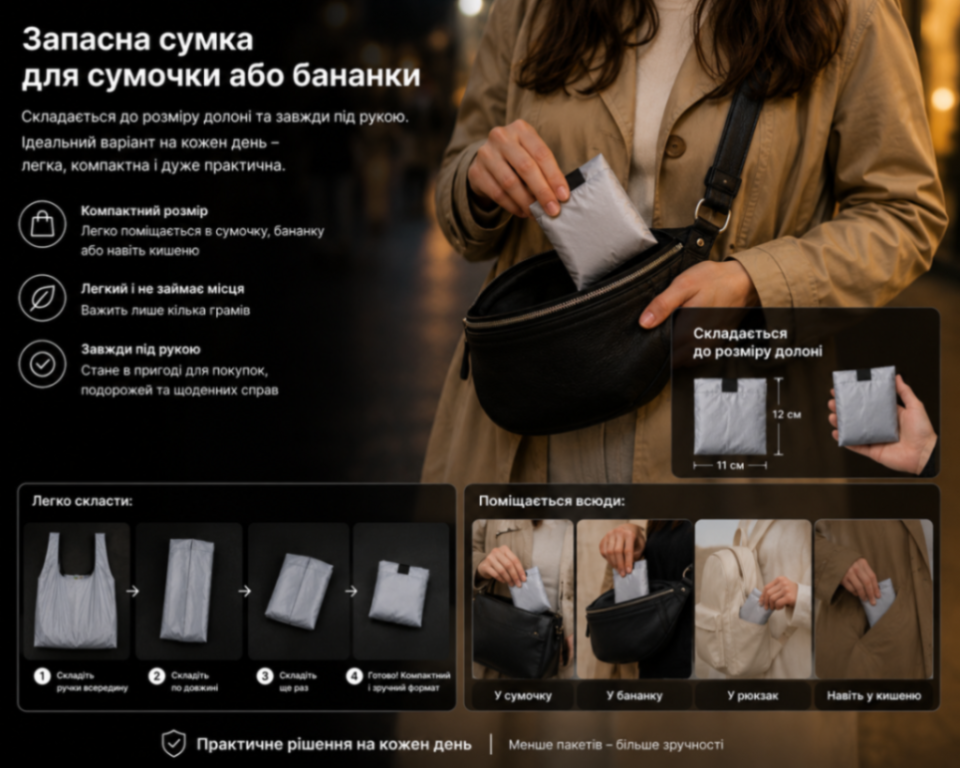 Запасна сумка для сумочки або бананки