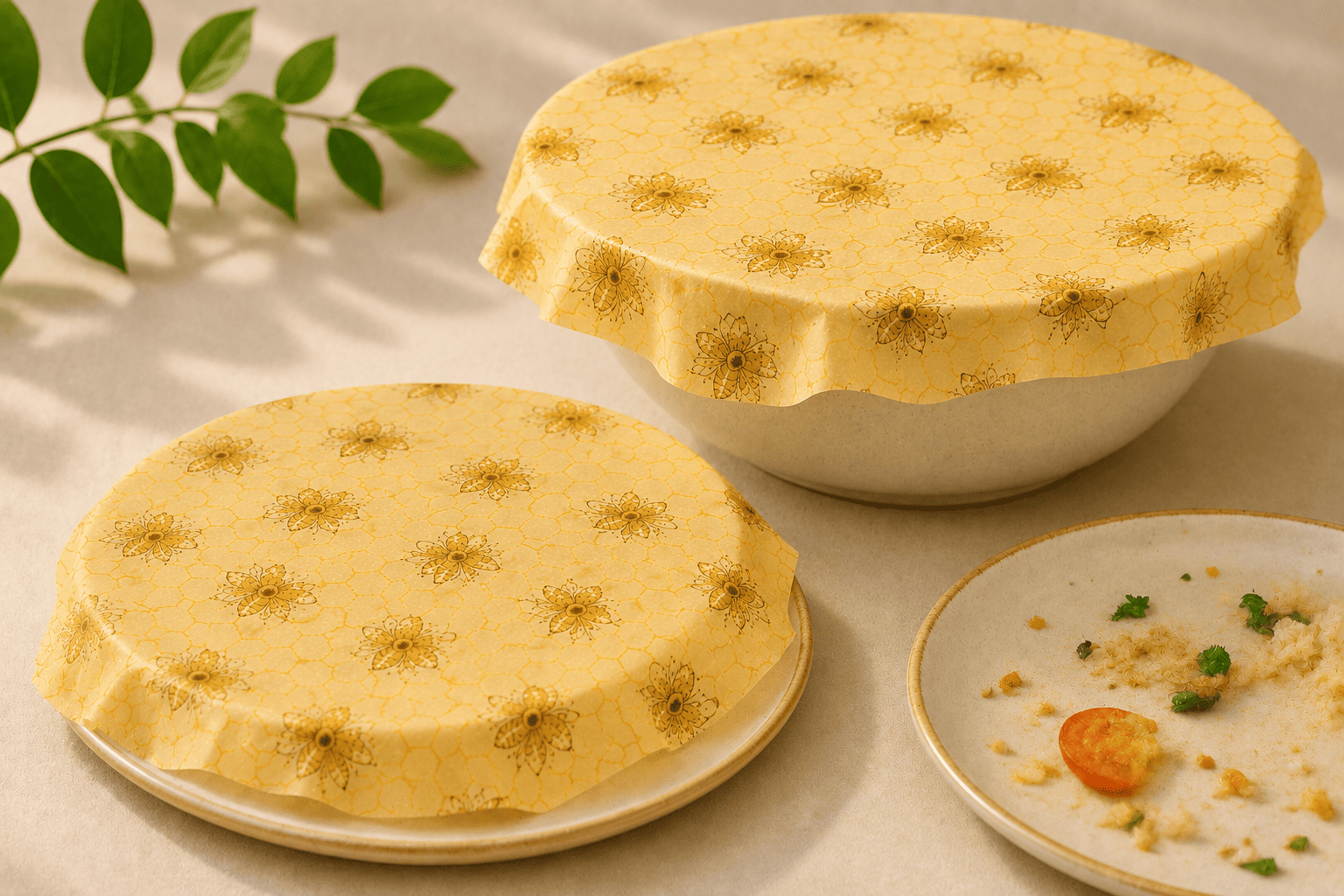 Тарілки й миски із залишками їжі